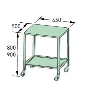SCHMITZ Instrumentenwagen obere Platte 65 x 50 cm  flach (Rahmenrandplatte), untere eingelegte Platte 60 x 45 cm, Höhe 80 cm