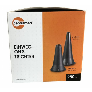 Centramed Einweg Tips Ohrtrichter, anthrazit, 250 Stck - 4 mm Durchmesser (Erwachsene)