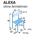 Simpex Hygienestuhl Wartezimmerstuhl ALEXA, ohne Armlehnen, Farbe mediteran