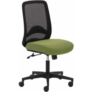 Mayer Büro-Drehstuhl mit Rückenlehne, Kunststoff-Fußkreuz schwarz , Netzrücken schwarz, Sitz gepolstert mit Kunstleder in Farbe