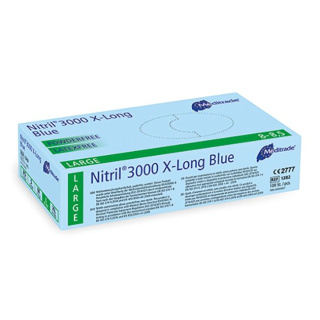 Nitril 3000 X-Long blue - Handschuhe puderfrei, blau, 100 Stck/Pack - Größe bitte wählen