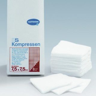 ES-Kompressen 12-fach unsteril , 5 x 5  cm, 100 Stck - Mullkompressen aus Verbandmull